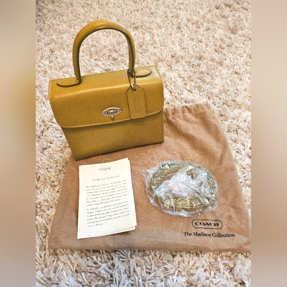 Vintage Deadstock Coach Madison Gracie Collection Mustard Citron Handbag NEW